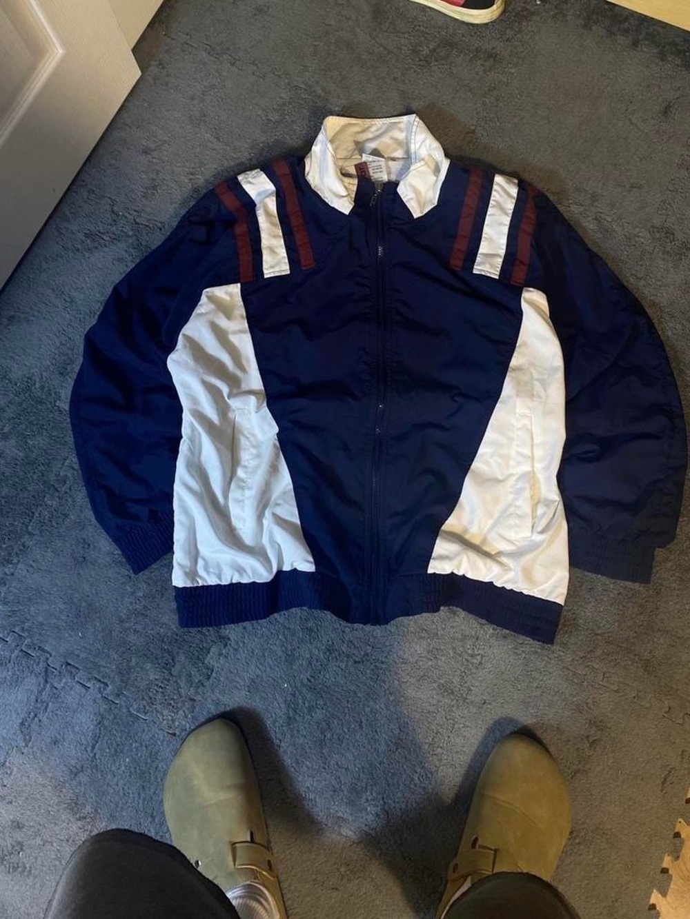Prince sportswear Navy blue and white vintage windbreaker jacket
